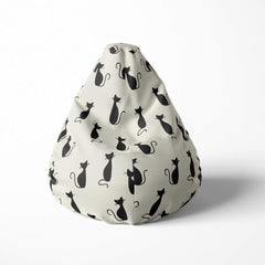 A front image of a black cat beanbag on a white background