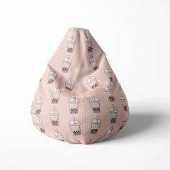 A front image of a pastel bubble tea beanbag on a white background