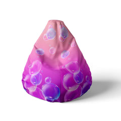 A front view image of a pink bubbles beanbag on a white background.