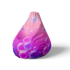 A left side image of a pink bubbles beanbag on a white background.