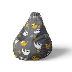 A left side image of a beanbag with sloths on a white background.