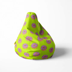 A right side image of green donut beanbag on a white background