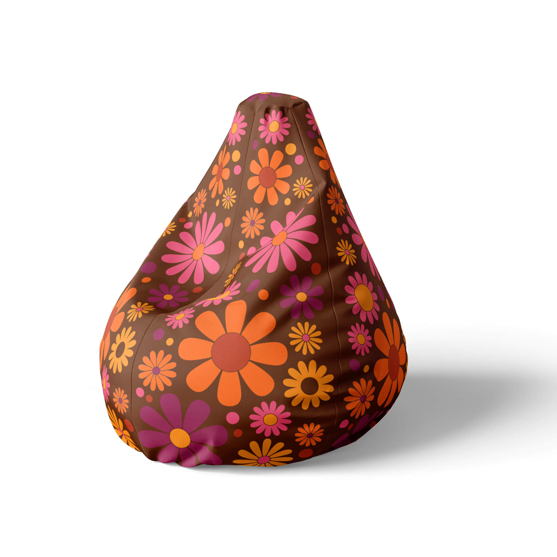 A left side image of a floral beanbag on a white background