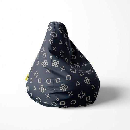 A right image of a gaming button beanbag on a white background