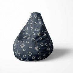 A left image of a gaming button beanbag on a white background