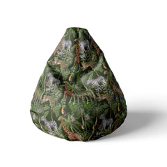 A front view image of a jungle beanbag on a white background