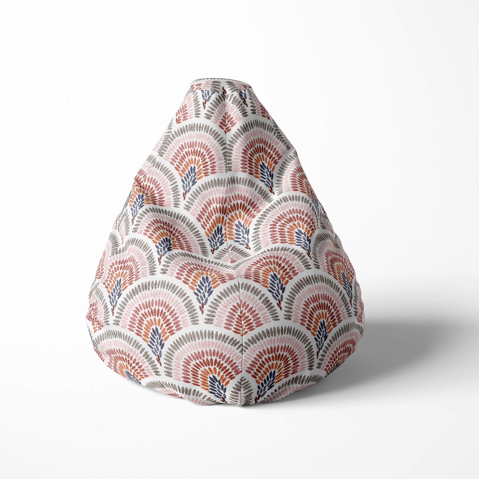 A front image of a pastel mandala beanbag on a white background