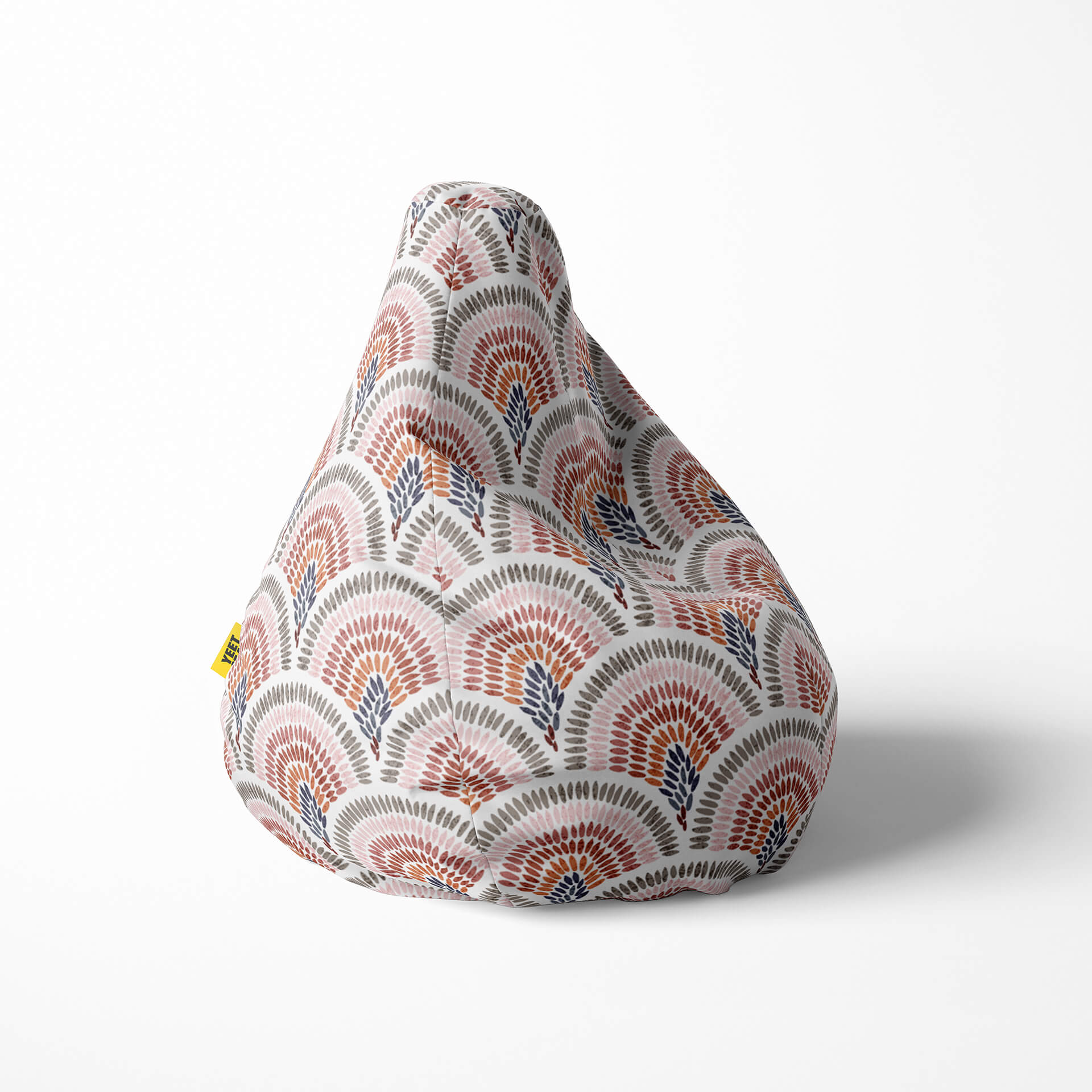 A right image of a pastel mandala beanbag on a white background
