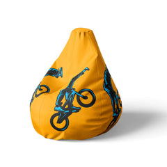 A left side image of a BMX yellow beanbag on a white background. 
