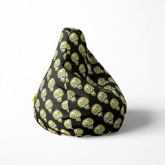 A right side image of a black dumb scull beanbag on a white background