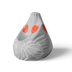 A left side image of a grey basketball beanbag on a white background.