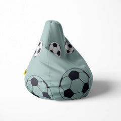 A right image of a blue football beanbag on a white background