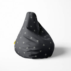 Right image of a beanbag with white star outlines on a dark background.