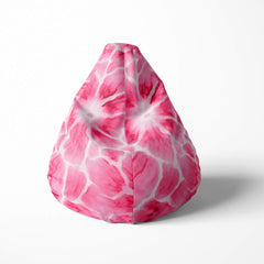 Front image of a beanbag with a pink and white floral watercolor pattern.